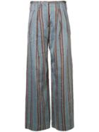 Forte Forte Striped Flared Trousers - Blue