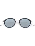 Thom Browne Eyewear Navy & Silver Round Sunglasses - Metallic