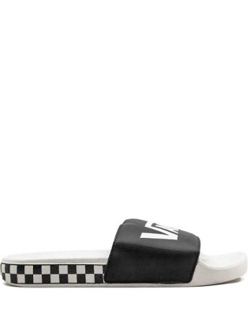 Vans Logo Print Slide-ons - Black