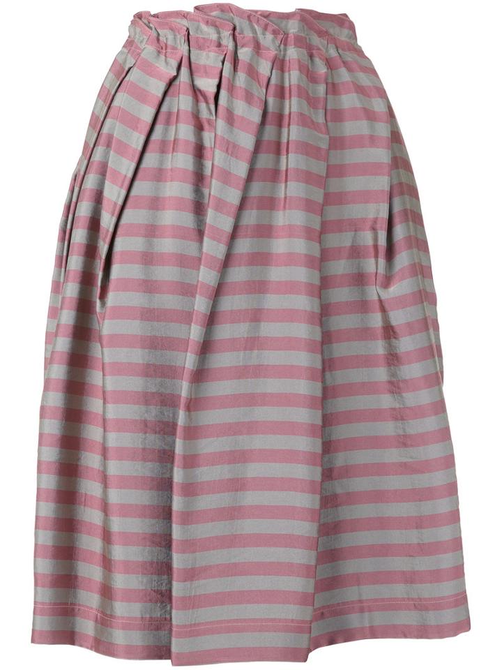 Jil Sander Navy - Striped Pleated Skirt - Women - Acetate/cupro/polyimide - 36, Grey, Acetate/cupro/polyimide