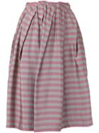 Jil Sander Navy - Striped Pleated Skirt - Women - Acetate/cupro/polyimide - 36, Grey, Acetate/cupro/polyimide