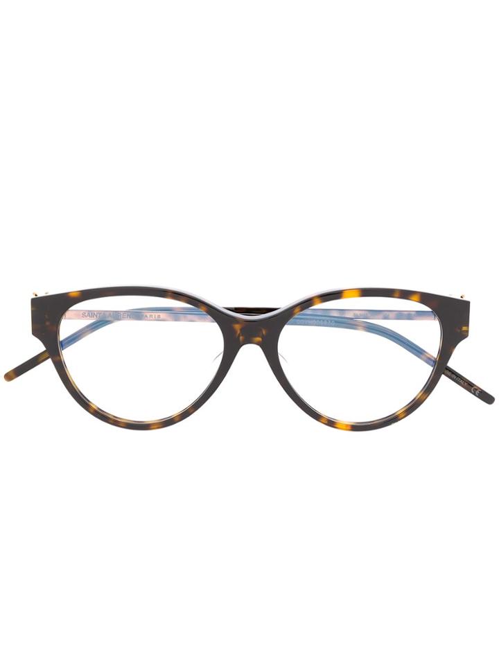 Saint Laurent Eyewear Slm48af Tortoiseshell Oval-shaped Glasses -