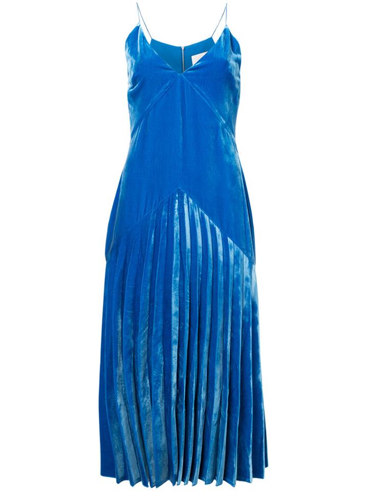 Dion Lee Velvet Pleat Dress - Blue