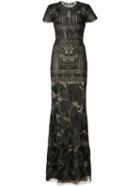 Marchesa Notte Floral Print Dress, Women's, Size: 12, Black, Nylon