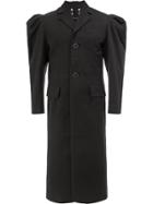 Blindness Puff Sleeve Embellished Neck Coat - Black