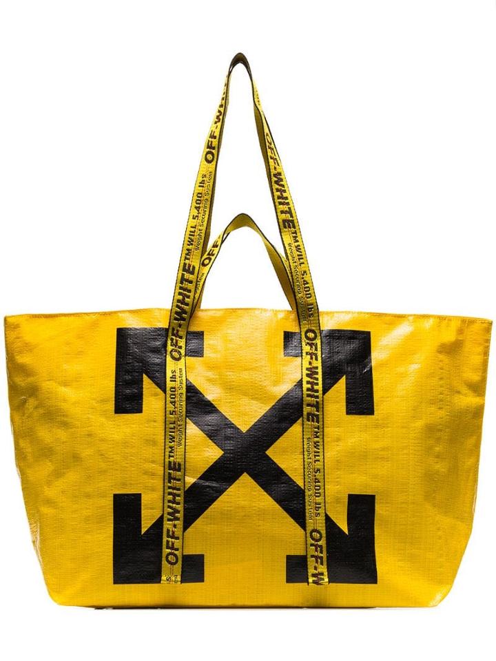 Off-white Diagonal Arrows Logo Print Tote - Yellow