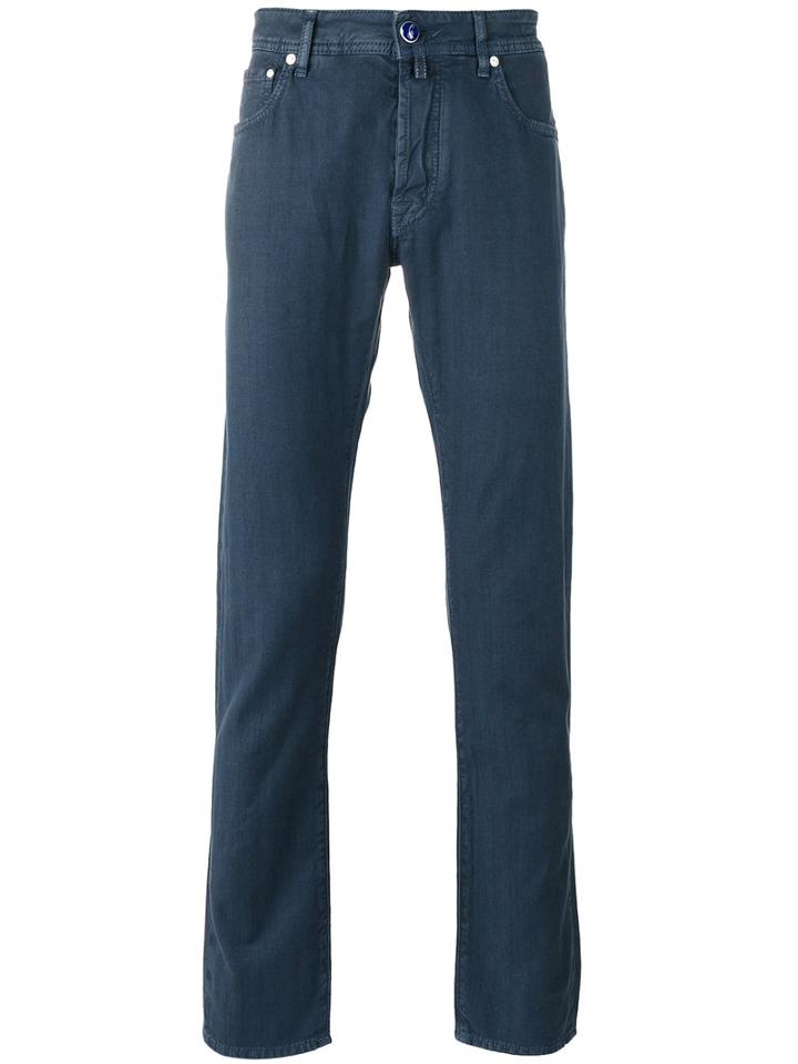 Jacob Cohen - Straight Trousers - Men - Cotton/linen/flax/spandex/elastane - 31, Blue, Cotton/linen/flax/spandex/elastane