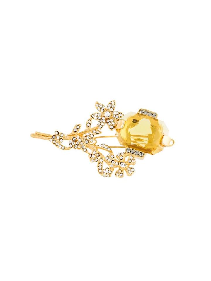 Marni Strass Hair Clip, Women's, Yellow/orange, Crystal/brass/glass