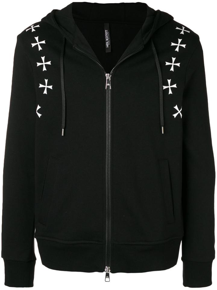 Neil Barrett Military Star Print Hoodie - Black