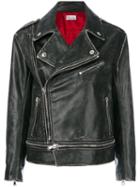 Red Valentino - Distressed Moto Jacket - Women - Cotton/calf Leather/viscose - 38, Black, Cotton/calf Leather/viscose