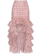 Giambattista Valli Floral Ruffle Asymmetric Skirt - Pink