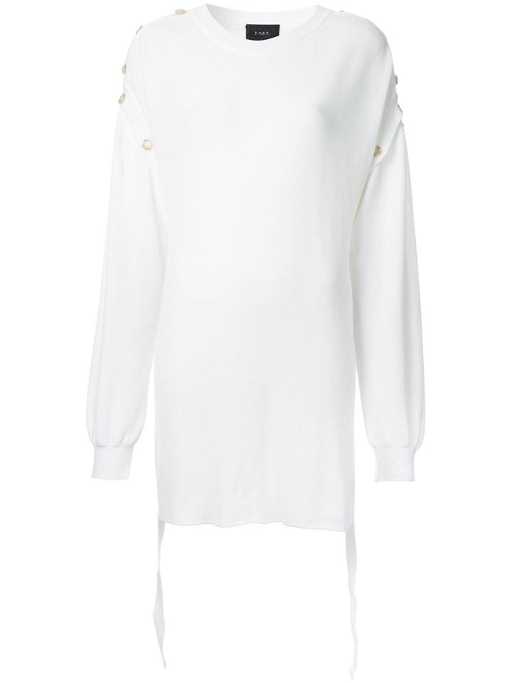G.v.g.v. - Button Detail Midi Jumper - Women - Cotton/polyester - Xs, Women's, White, Cotton/polyester