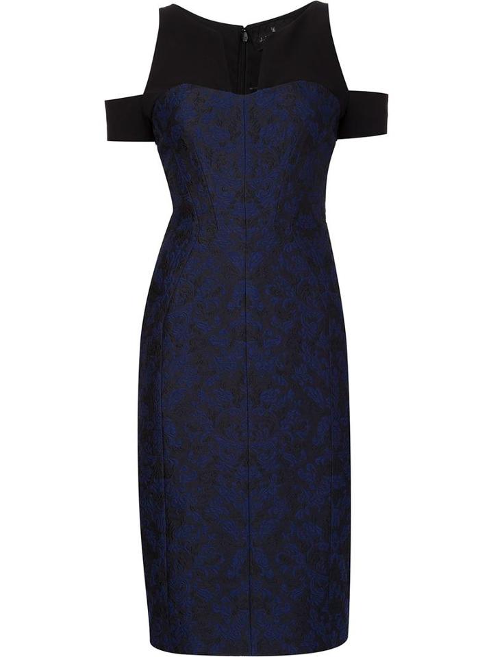 J. Mendel Jacquard Cut-off Shoulders Dress, Women's, Size: 10, Blue, Silk