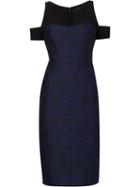 J. Mendel Jacquard Cut-off Shoulders Dress, Women's, Size: 10, Blue, Silk