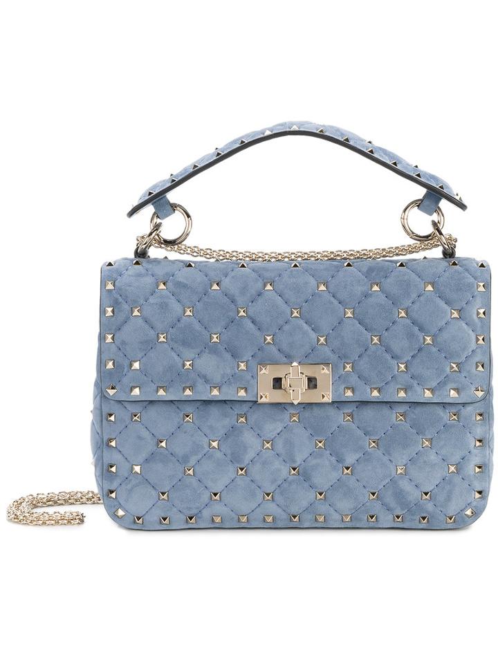 Valentino - Valentino Garavani Rockstud Spike Crossbody Bag - Women - Suede/metal/leather - One Size, Blue, Suede/metal/leather