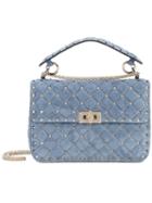 Valentino - Valentino Garavani Rockstud Spike Crossbody Bag - Women - Suede/metal/leather - One Size, Blue, Suede/metal/leather