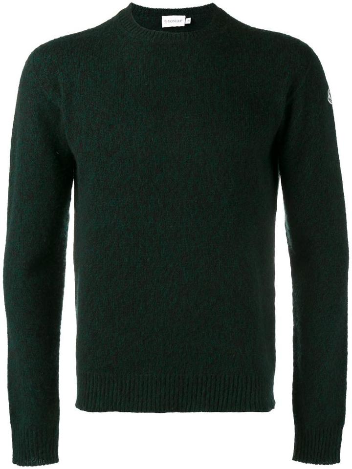 Moncler Crew Neck Jumper, Men's, Size: Xl, Green, Virgin Wool