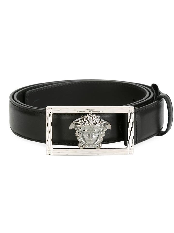 Versace Medusa Belt, Women's, Size: 85, Black, Calf Leather