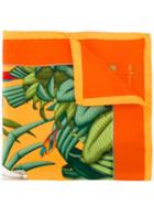 Kiton Tropical Print Pocket Square, Men's, Yellow/orange, Silk
