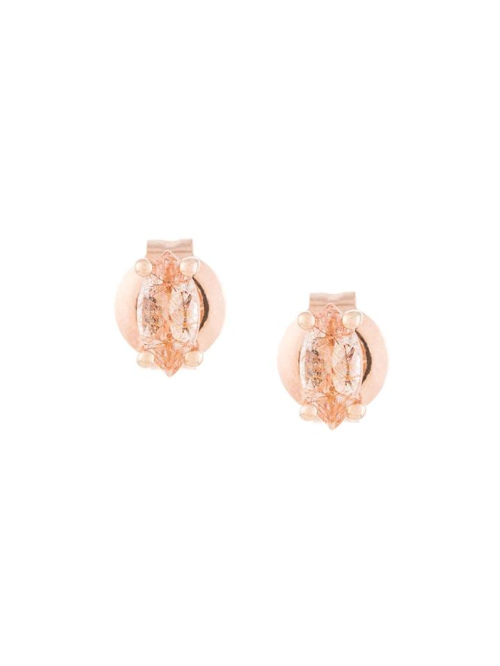 Natalie Marie 9kt Rose Gold Rutilated Quartz Studs