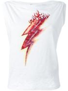 Just Cavalli Lightning Bolt Print Tank Top, Women's, Size: Small, White, Cotton