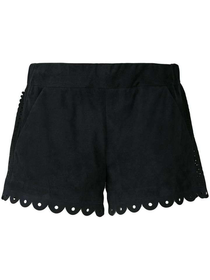 Drome Scalloped Laser Cut Shorts - Black