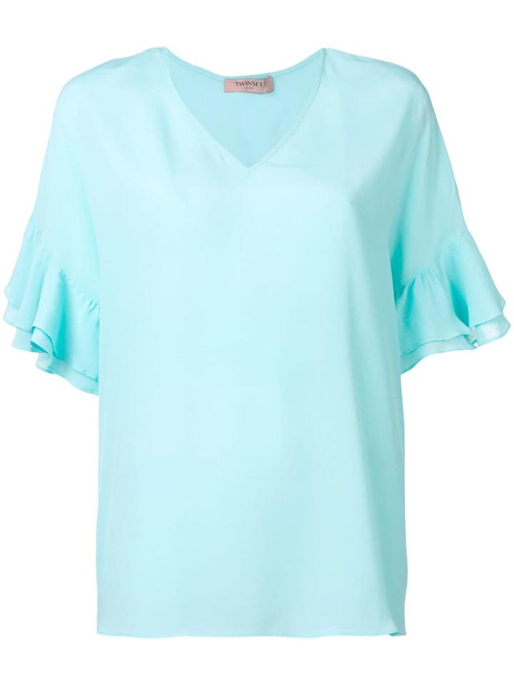 Twin-set V-neck Blouse - Blue