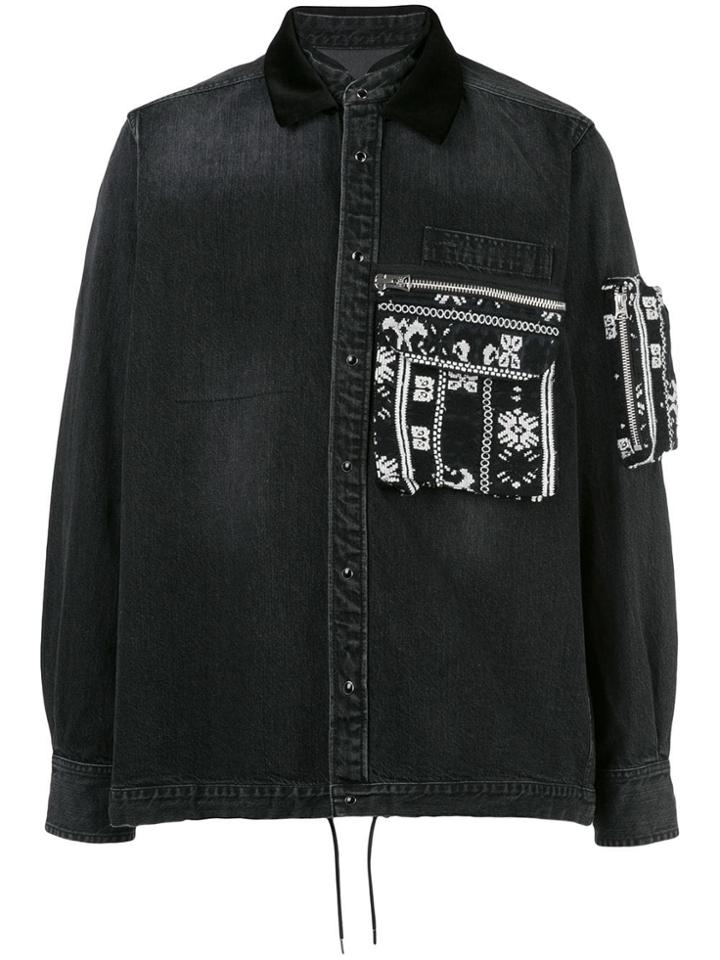 Sacai Multi-pocket Denim Shirt - Black