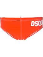 Dsquared2 Beachwear Logo Print Swimming Trunks, Men's, Size: 50, Yellow/orange, Polyamide/spandex/elastane