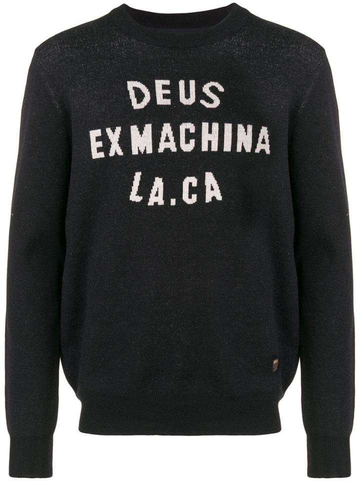 Deus Ex Machina Slogan Knit Sweater - Black