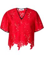 Msgm Cropped Lace Top - Red