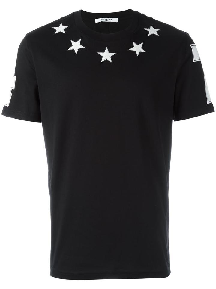 Givenchy Cuban-fit Star Appliqué T-shirt, Men's, Size: Medium, Black, Polyester/acrylic/wool/cotton