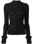 Philosophy Di Lorenzo Serafini Ribbed Knit Blouse, Women's, Size: 42, Black, Virgin Wool