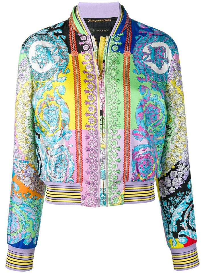 Versace Baroque Print Bomber Jacket - Blue