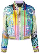 Versace Baroque Print Bomber Jacket - Blue