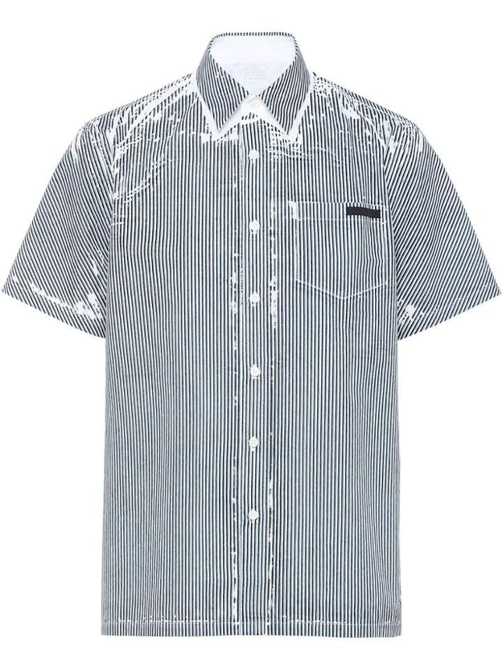 Prada Table-printed Stripe Shirt - Grey