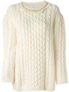 Simone Rocha Scallop Neck Sweater, Women's, Size: Large, White, Wool