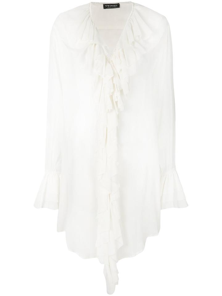 Twin-set Frill-trim Sheer Blouse - White