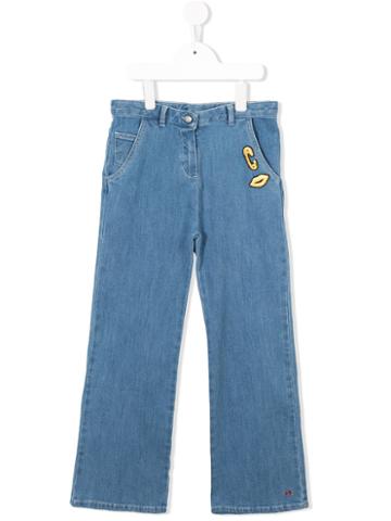 Rykiel Enfant - Embroidered Wide Leg Jeans - Kids - Cotton/spandex/elastane - 10 Yrs, Blue
