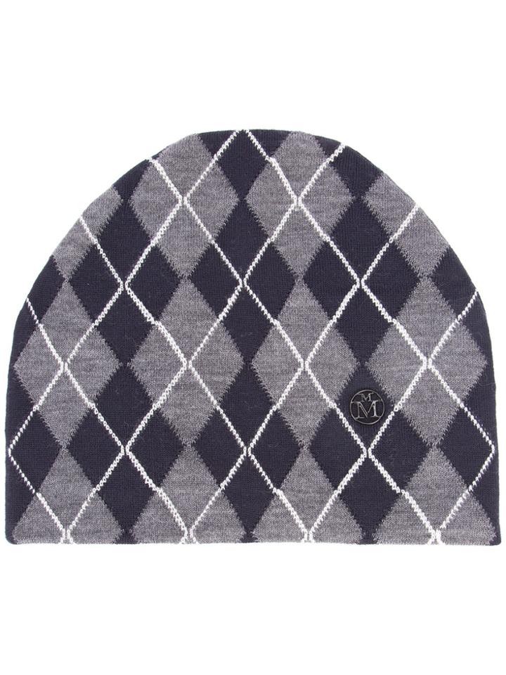 Maison Michel Diamond Embroidered Beanie Hat - Blue