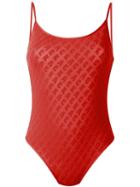 Ack Textured One Piece, Women's, Size: Large, Red, Polyamide/spandex/elastane