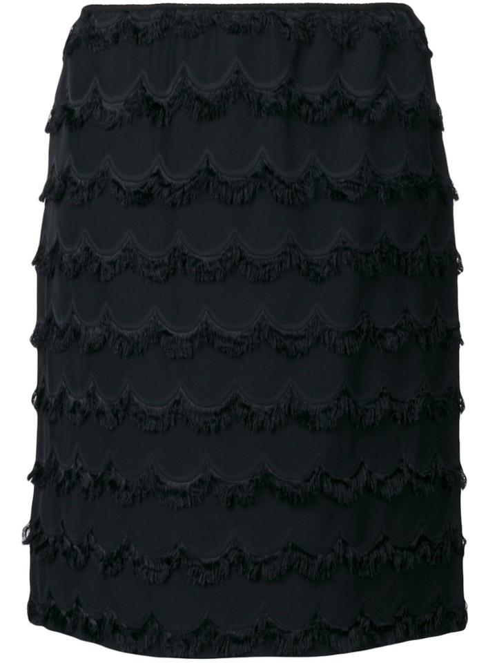 Marc Jacobs Knee Length Fringed Skirt - Black