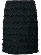 Marc Jacobs Knee Length Fringed Skirt - Black