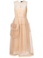 Simone Rocha Faux Fur Embellished Pocket Dress - Nude & Neutrals