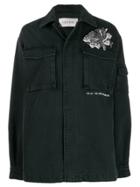 Valentino Bead Embroidered Rose Field Jacket - Black
