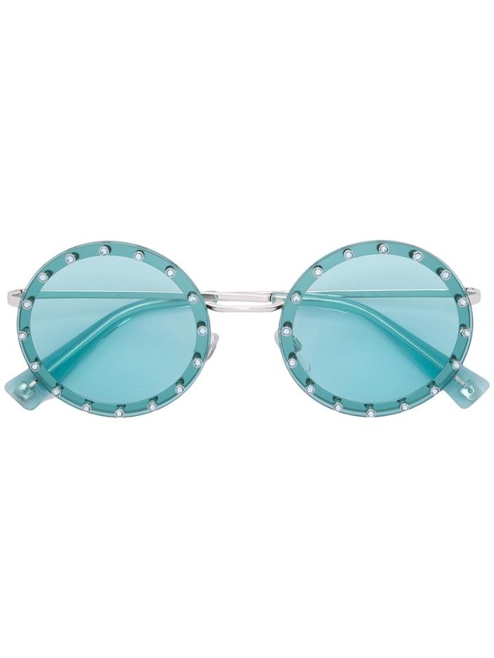 Valentino Eyewear Embellished Crystals Sunglasses - Blue