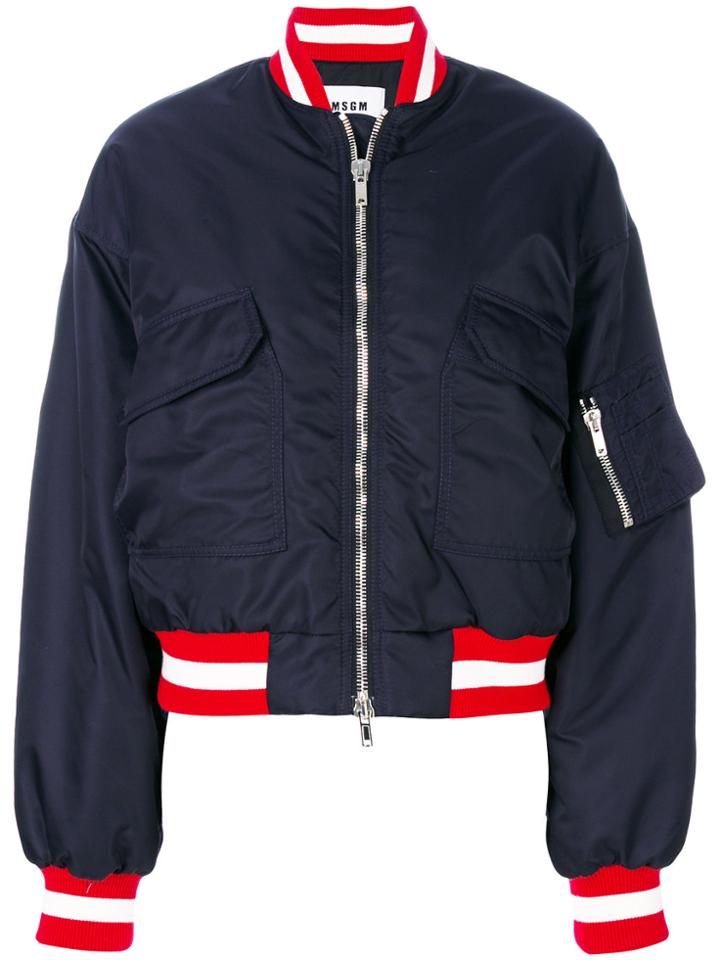 Msgm Patch Pocket Bomber Jacket - Blue