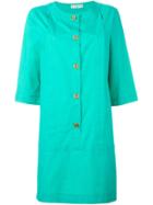 Céline Vintage Front Button Shirt Dress - Green