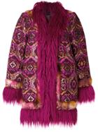 Anna Sui Draped Embroidered Coat - Pink & Purple