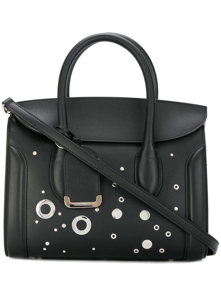 Alexander Mcqueen Eyelet Embellished Medium Tote - Black